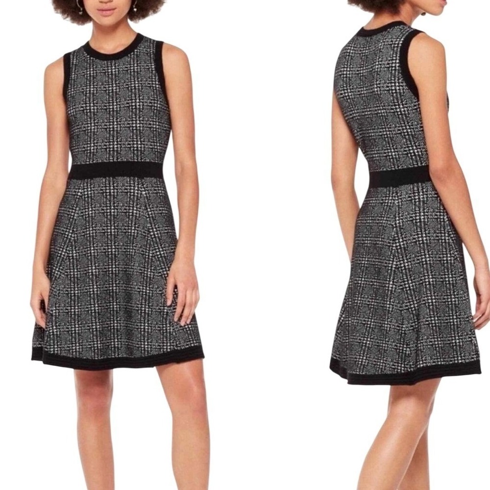 Kate Spade NWOT SZ XS Fit and‎ Flare Plaid Tweed Wool Blend Sweater Mini Dress